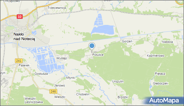 mapa Potulice, Potulice gmina Nakło nad Notecią na mapie Targeo